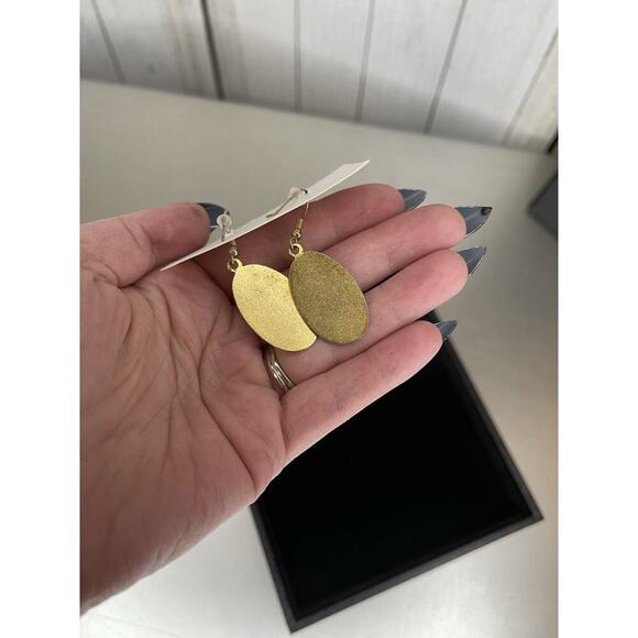 Vintage Gold Rainbow Oval Pierced Dangle Earrings Unique 80s - Picture 5 of 5